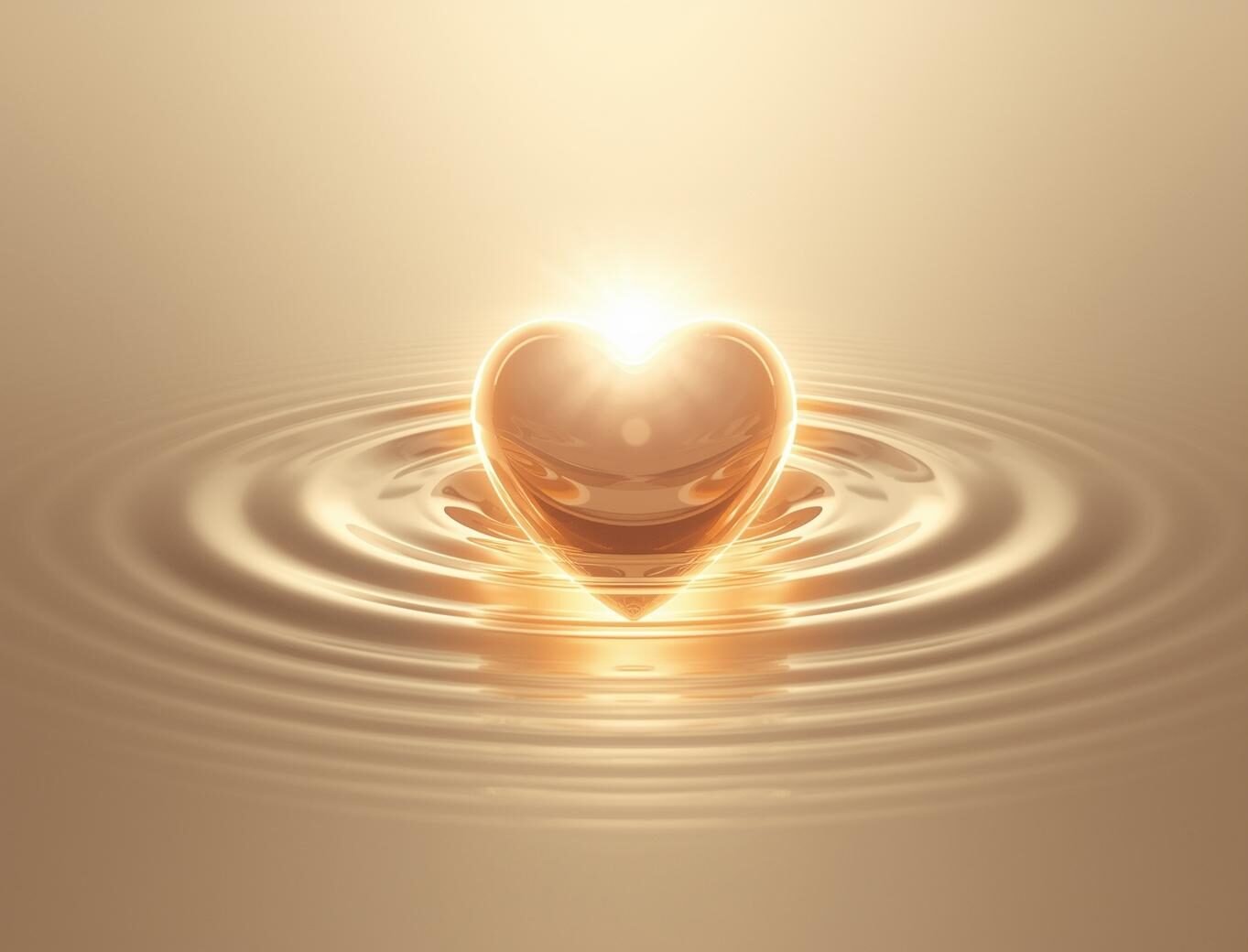 Cuore che si riflette nell'acqua